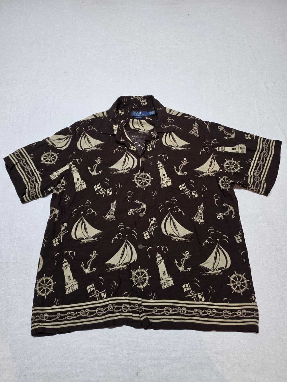 Polo Ralph Lauren Men’s Large Classic Fit Nautical Sailboat Lighthouse Hawaiian